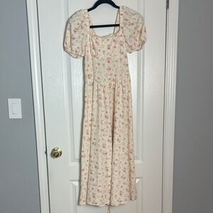 EUC Cider Pink Floral Dress with Puff Sleeves